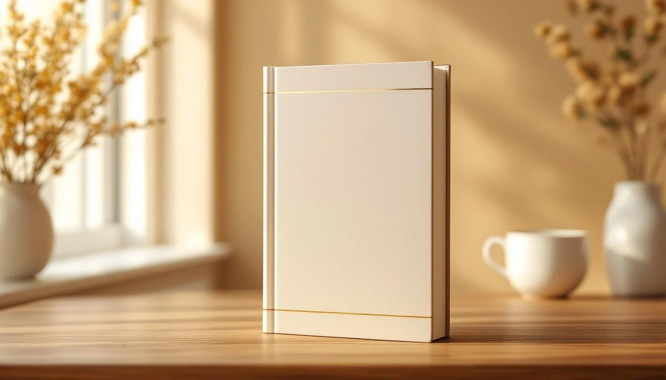 Hardcover biography book standing on a table