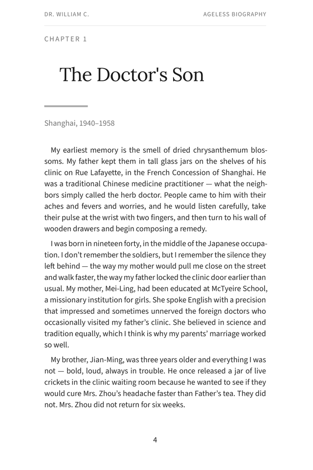 Page 1 from Dr. William C.'s biography