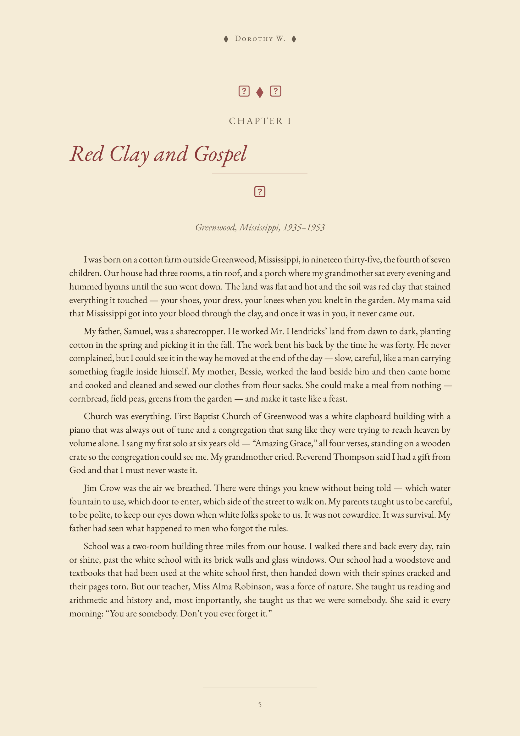 Chapter One — Dorothy W.'s biography