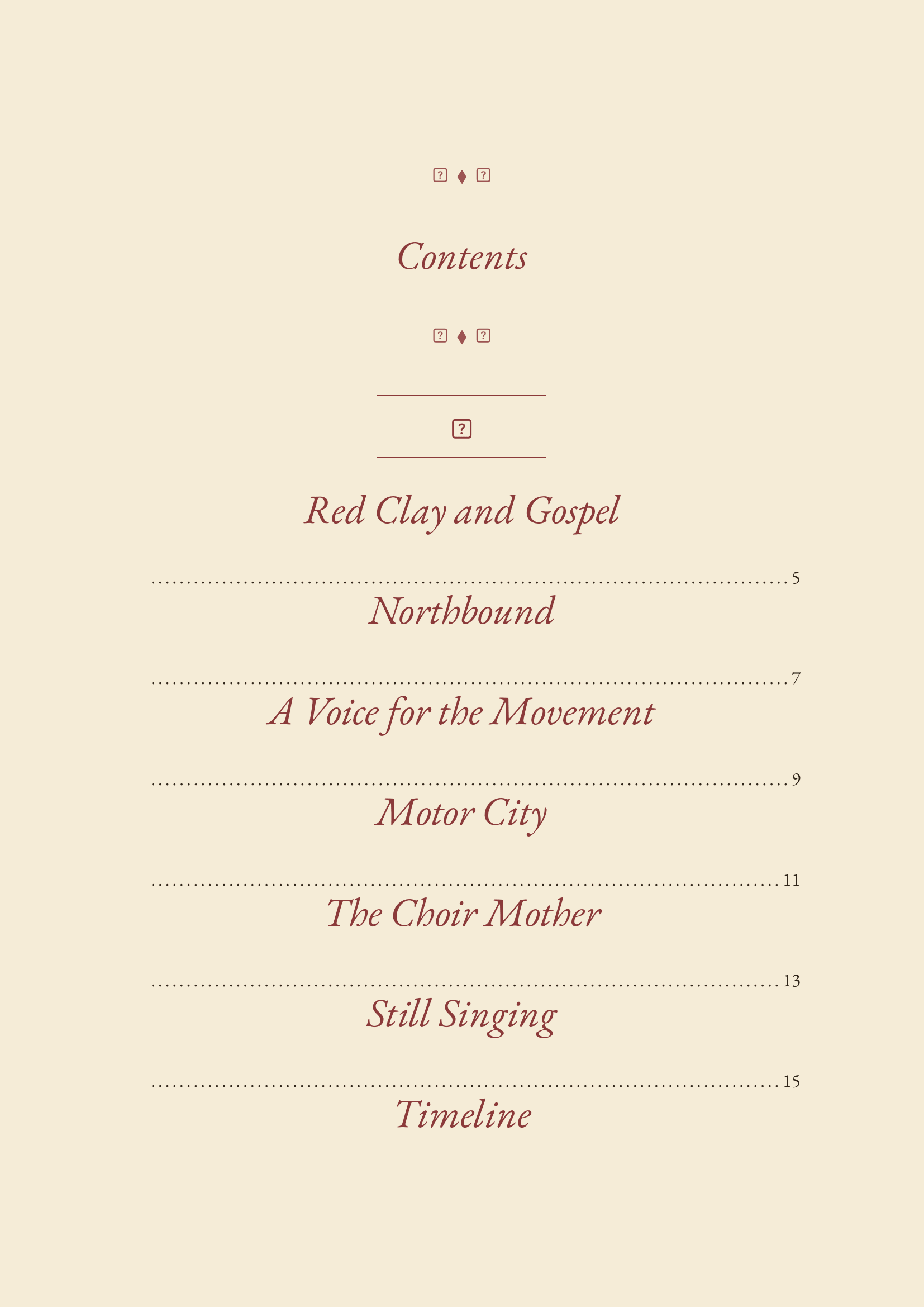 Table of Contents — Dorothy W.'s biography