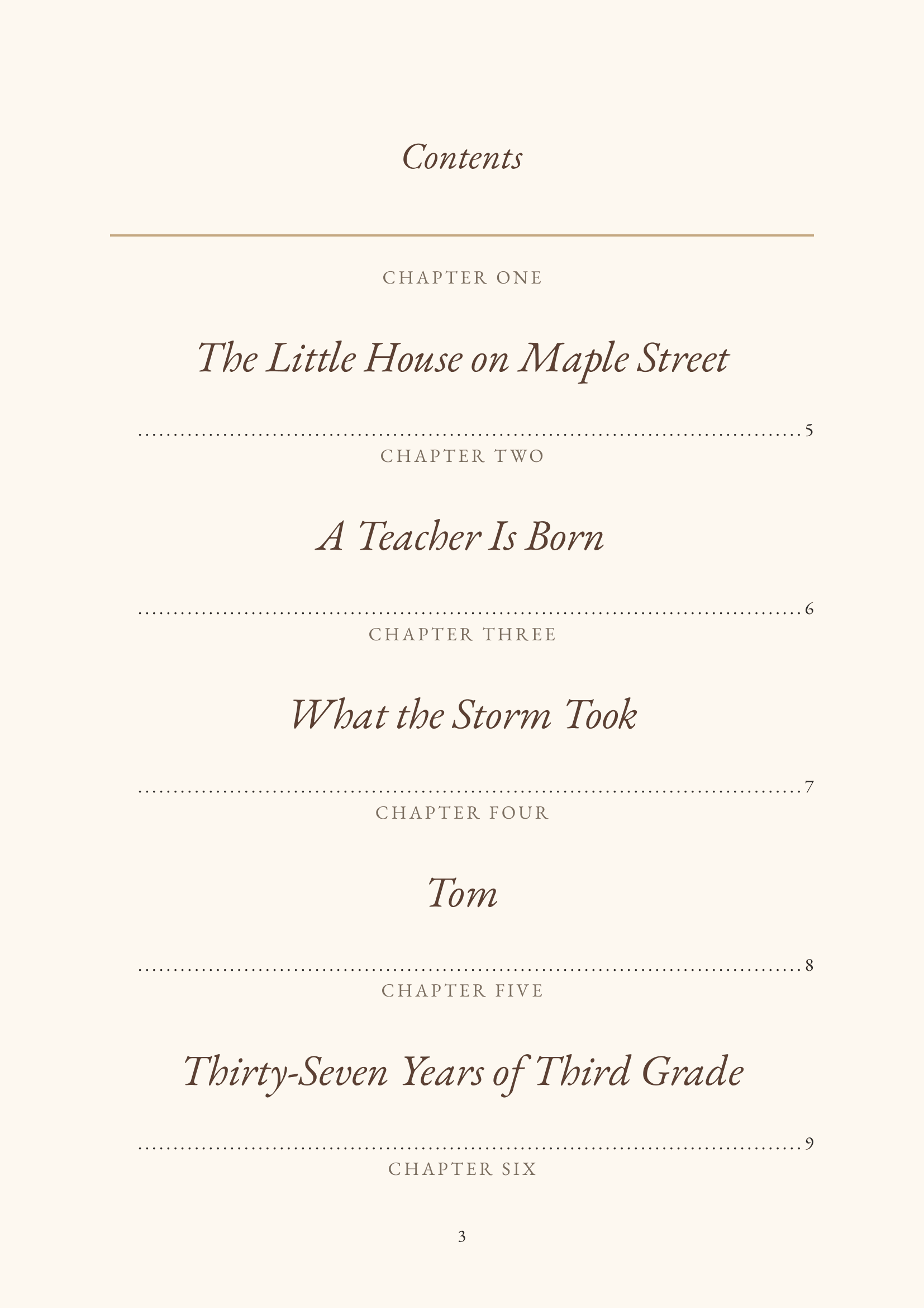 Table of Contents — Margaret S.'s biography